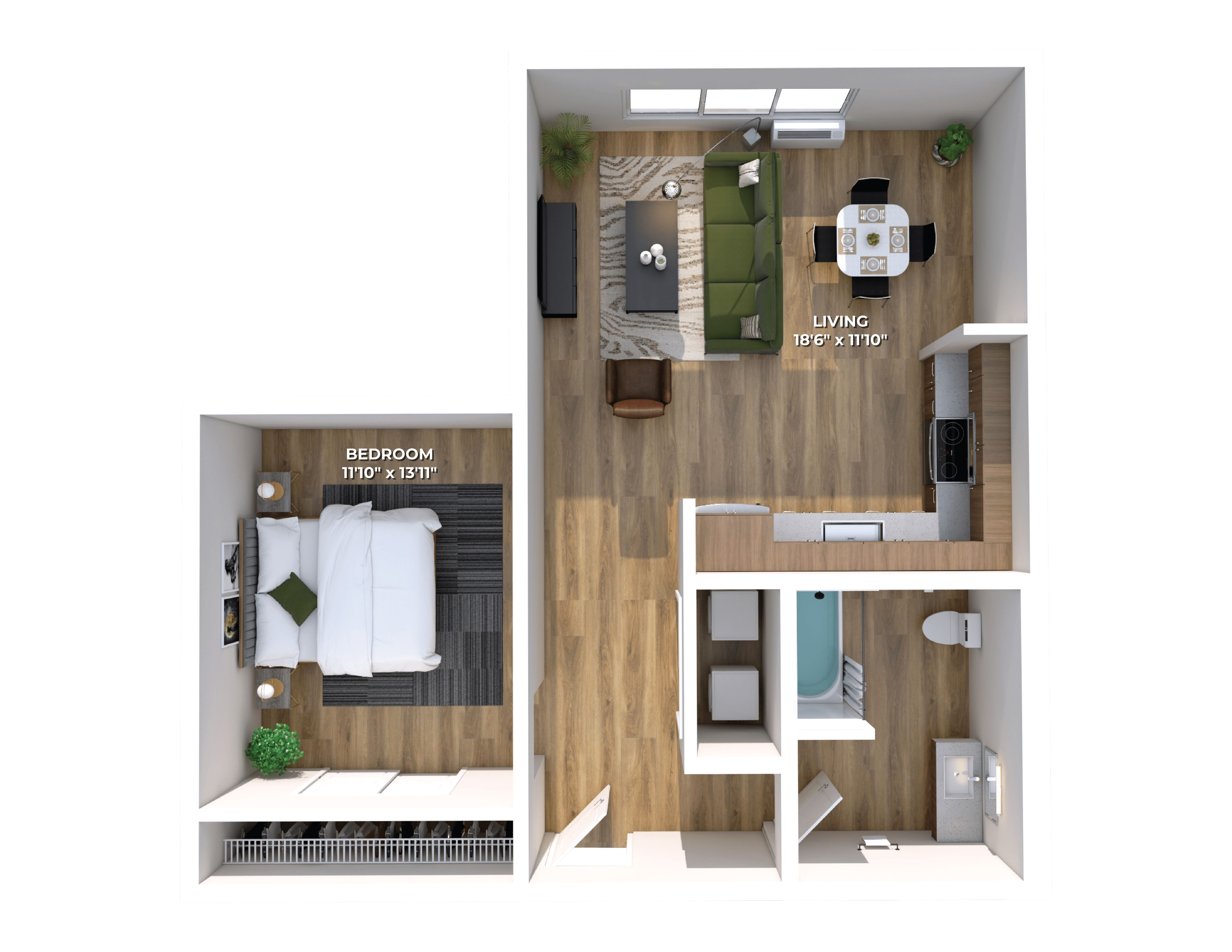 Floor plan layout diagram for One Bedroom A1